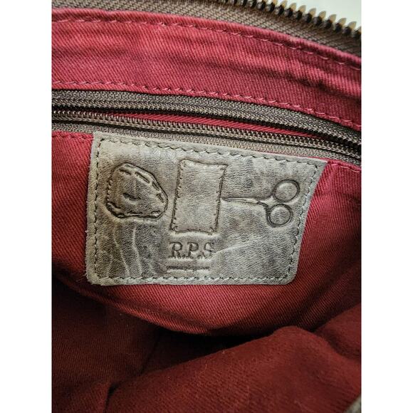 ANTHROPOLOGIE ROCK PAPER SCISSORS Gray Leather Mini Crossbody with Top Zipper - Picture 4 of 7